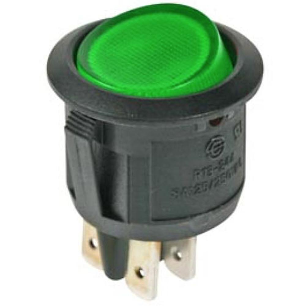 Image of Verlichte Rockerschakelaar - Groene Led 12 V - 2p Dpst / On-off