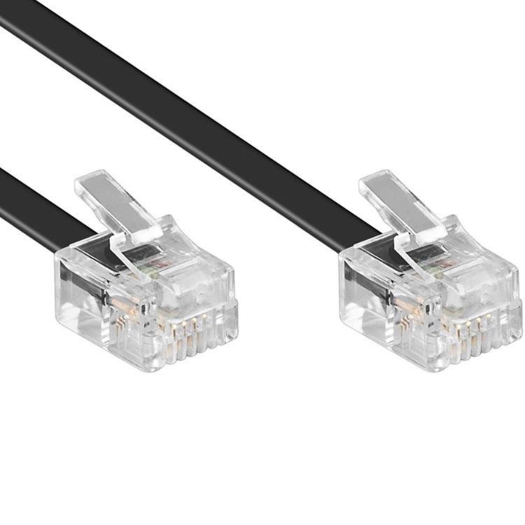 DSL kabel RJ11 - 15 meter - Zwart - Allteq