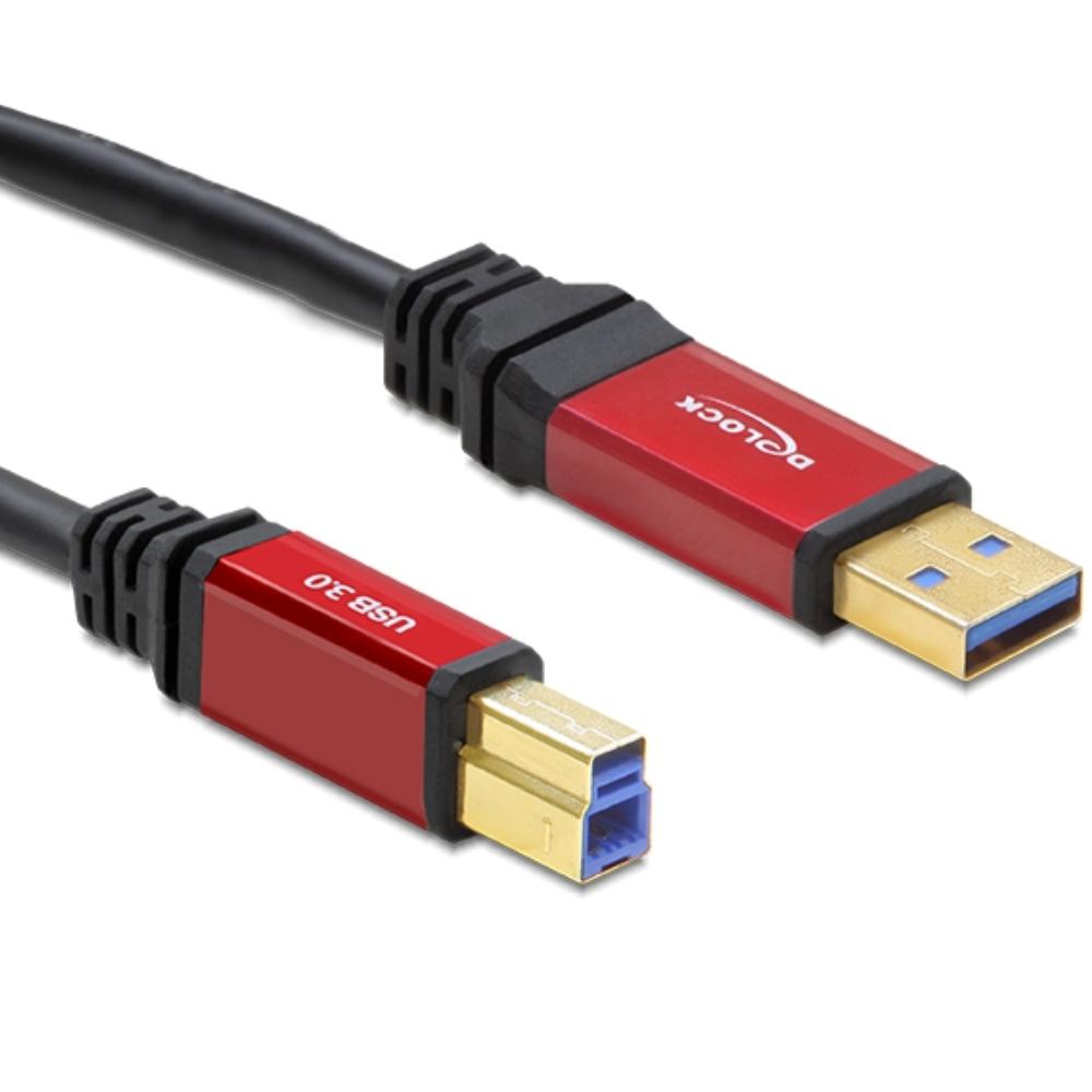 Image of Delock USB 3.0 Aansluitkabel [1x USB 3.0 stekker A - 1x USB 3.0 stekker B] 5 m Rood, Zwart Vergulde steekcontacten, UL gecertificeerd