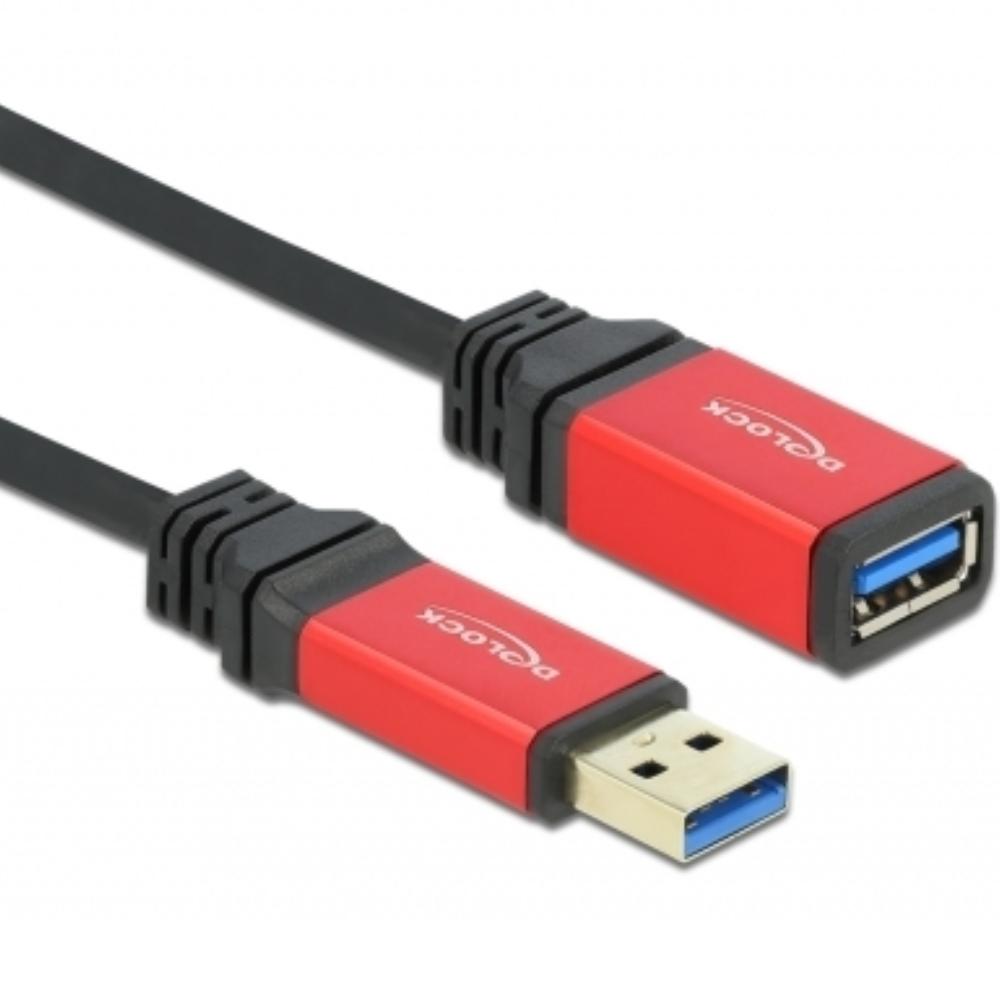 Image of Delock USB 3.0 Verlengkabel [1x USB 3.0 stekker A - 1x USB 3.0 bus A] 5 m Rood, Zwart Vergulde steekcontacten, UL gecertificeerd