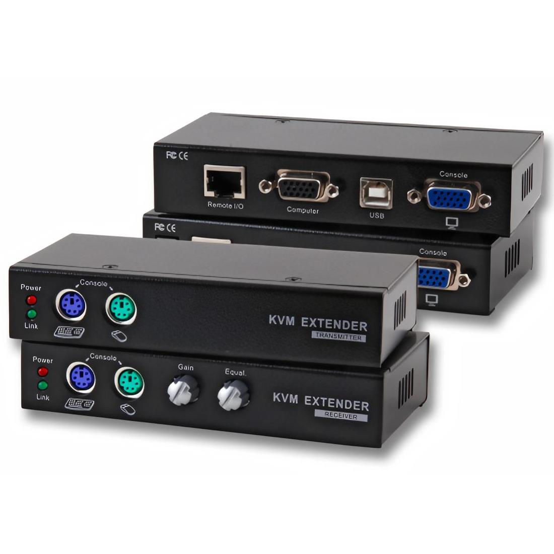 Image of KVM Extender-Set PS/2-USB via Cat.5/6/7 100m - Techtube Pro