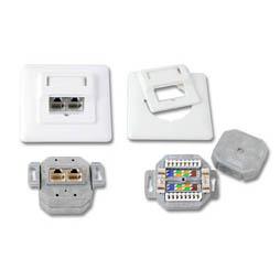 Image of Outlets up cat.5E, 2 port, RAL 9010, pure white - Techtube Pro