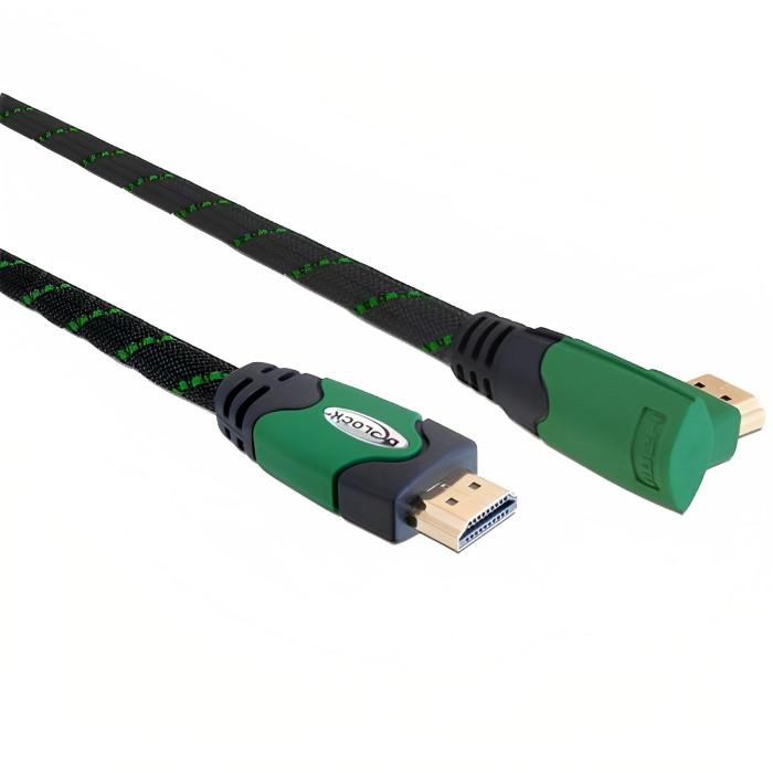 Split Gebeurt Riskant HDMI 1.4 kabel (high speed) - HDMI 1.4 Kabel - onder een hoek naar rechts,  Professionele uitvoering, Verguld, 1 Meter.