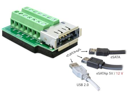 Image of Adapter Terminalblock > eSATApd + USB 2.0 Buchse - Delock