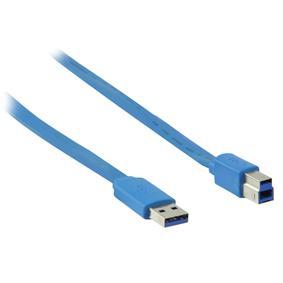 Image of USB 3.0 A - Platte kabel B 2,00 m blauw - Valueline