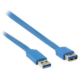 Image of USB 3.0 A - Platte verlengingskabel vrouwelijk A 2,00 m blauw - Valuel