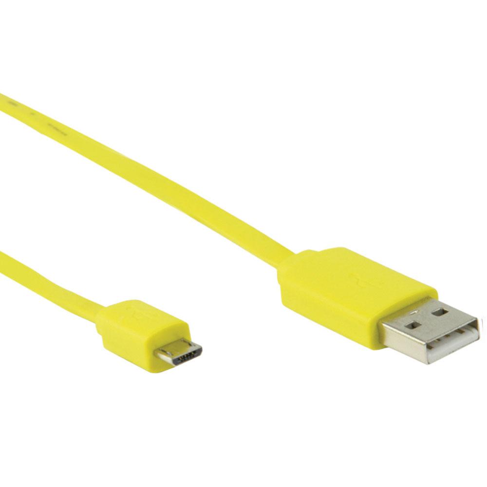 Image of USB 2.0 Kabel A Male - Micro-B Male Plat 1.00 M Geel