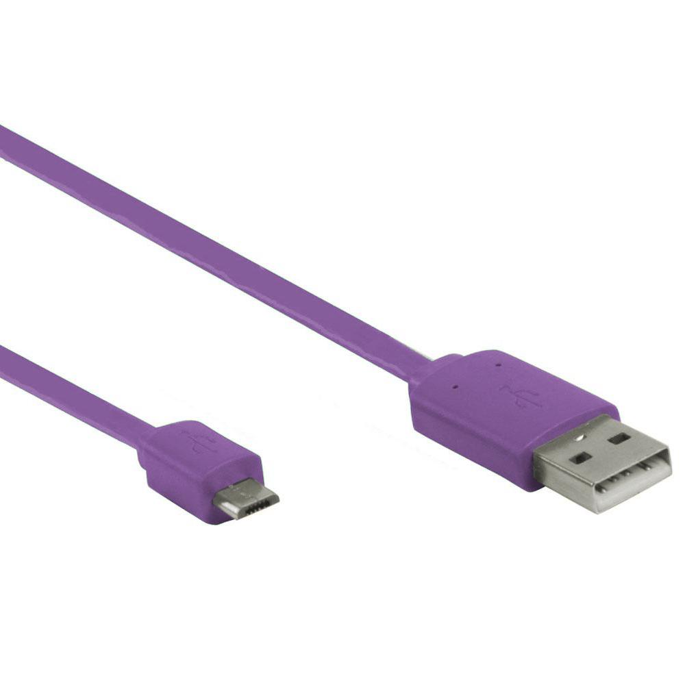 Image of USB 2.0 Kabel A Male - Micro-B Male Plat 1.00 M Paars