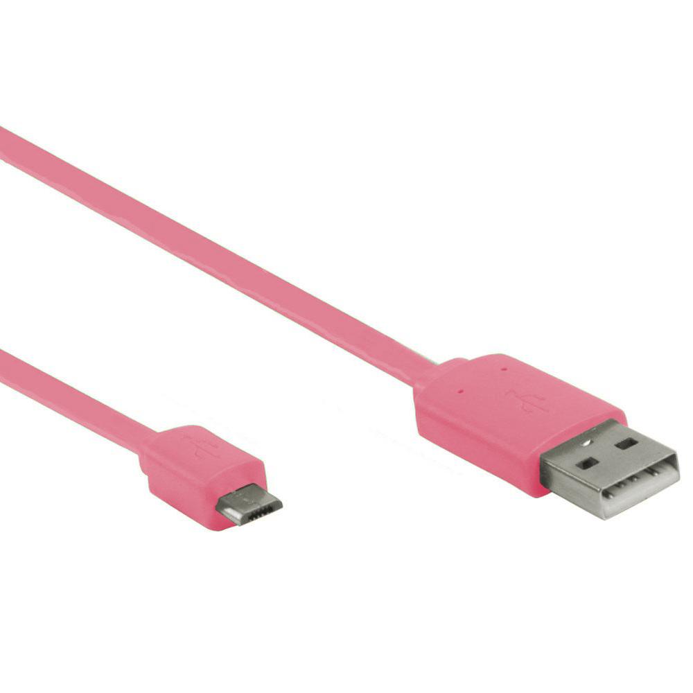 Image of USB 2.0 Kabel A Male - Micro-B Male Plat 1.00 M Roze