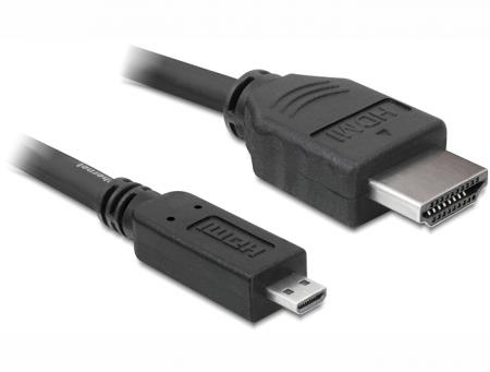 Image of Kabel HDMI A-micro D St/St High Speed HDMI with Ethernet 1,0m Delock -