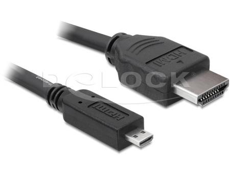 Image of Kabel HDMI A-micro D St/St High Speed HDMI with Ethernet 2,0m Delock -