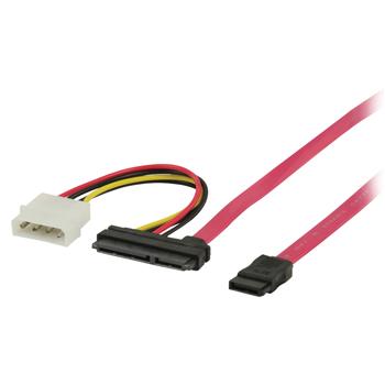 Image of Interne Stroomkabel SATA 7-Pins Male + Molex Male - SATA 22-Pins Female 1.00 M Rood