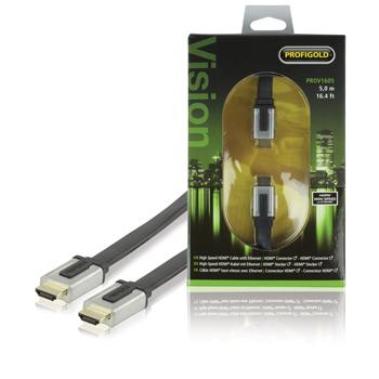 Image of High Speed HDMI Kabel Met Ethernet Plat HDMI-Connector - HDMI-Connector 5.00 M Zwart