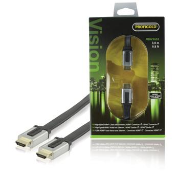 Image of High Speed HDMI Kabel Met Ethernet Plat HDMI-Connector - HDMI-Connector 3.00 M Zwart