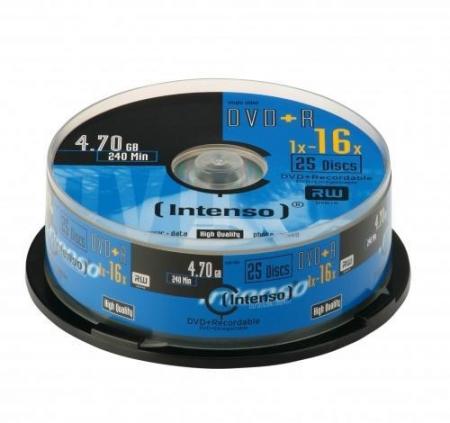 Image of 1x25 Intenso DVD+R 4,7GB 16x Speed, Cakebox