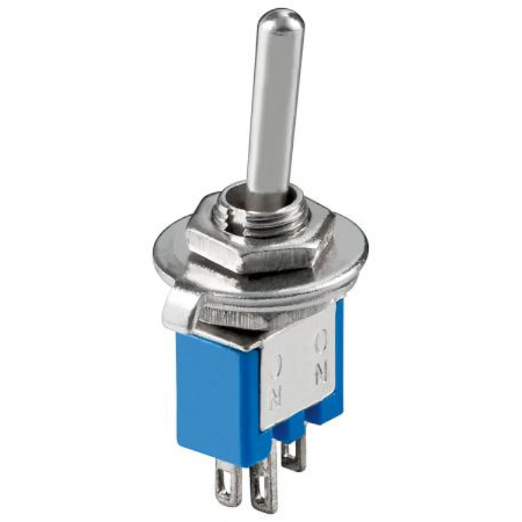 Image of Subminiature toggle switch 1xUM 3 pin blue housing - Goobay