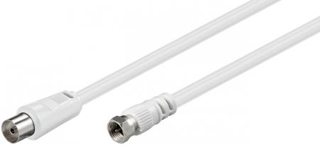 Image of Sat antenna cable white 1.5 m F plug/ coax jack - Goobay