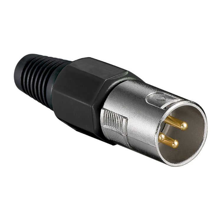 Image of Microphone plug, 3-pins, black screwed pull-relief - Goobay