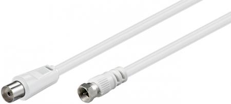 Image of Sat antenna cable white 5.0 m F plug/ coax jack - Goobay