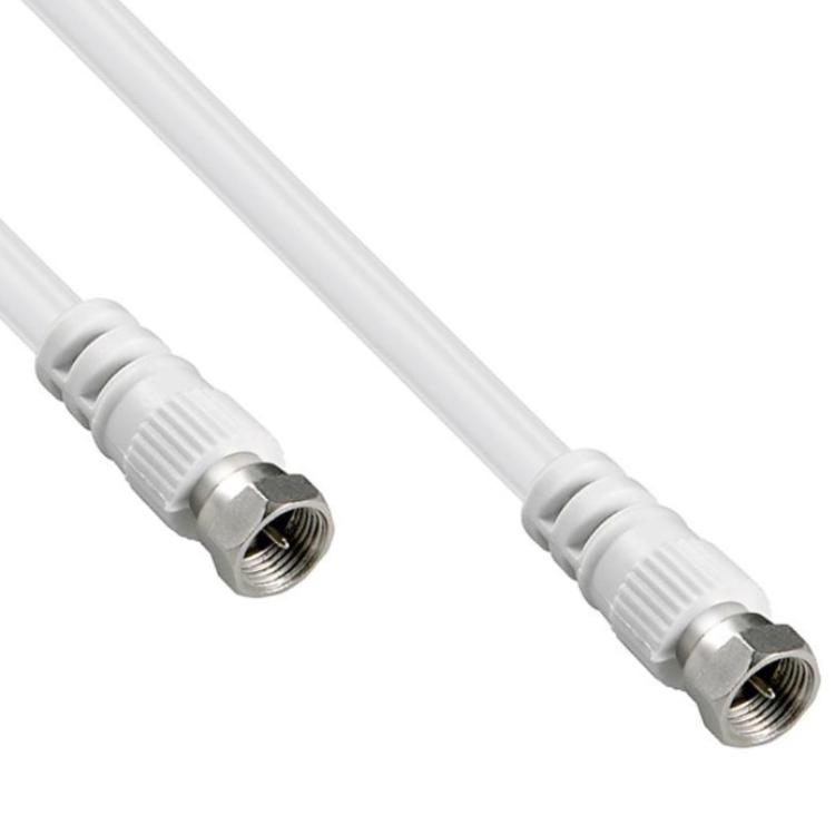 Image of Sat antenna cable white 2.5 m F plug/ F plug - Goobay