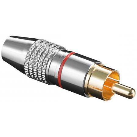 Image of RCA plug red high quality metall version, gold plated contact - Goobay