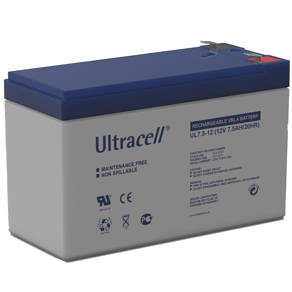 Image of Lead acid battery (Ultracell) 12 V 7,5 Ah (Faston 187 - 4,8mm) - Gooba