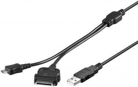 Image of USB datacable 2in1 USB > micro USB, iPhone/iPad/iPod - Goobay