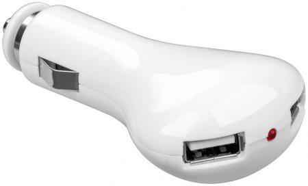 Image of USB Charger 12V -> 2xUSB (2A) car-adaptor (white) - Goobay