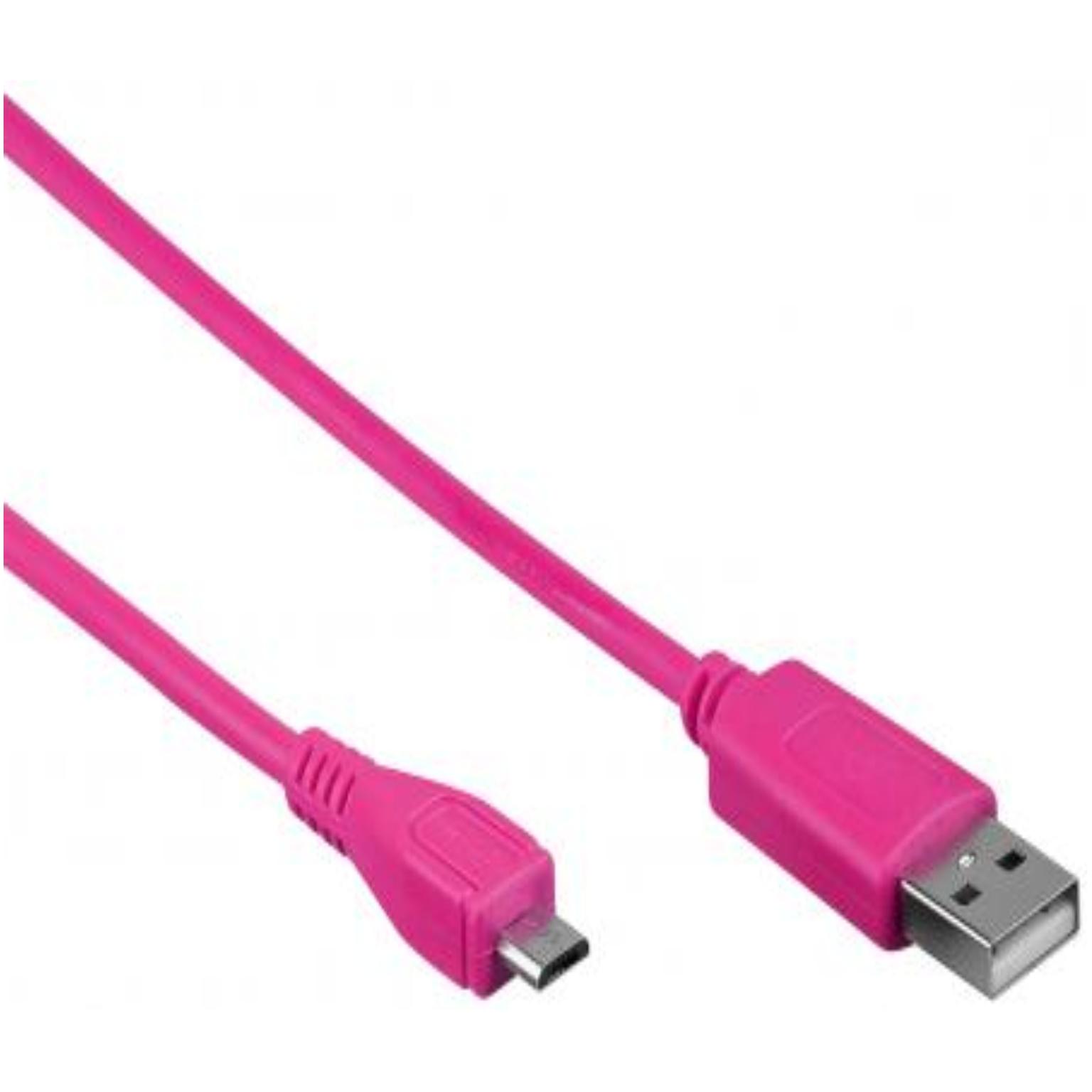 Image of Goobay USB 2.0 Aansluitkabel [1x USB 2.0 stekker A - 1x USB 2.0 stekker micro-B] 0.95 m Roze