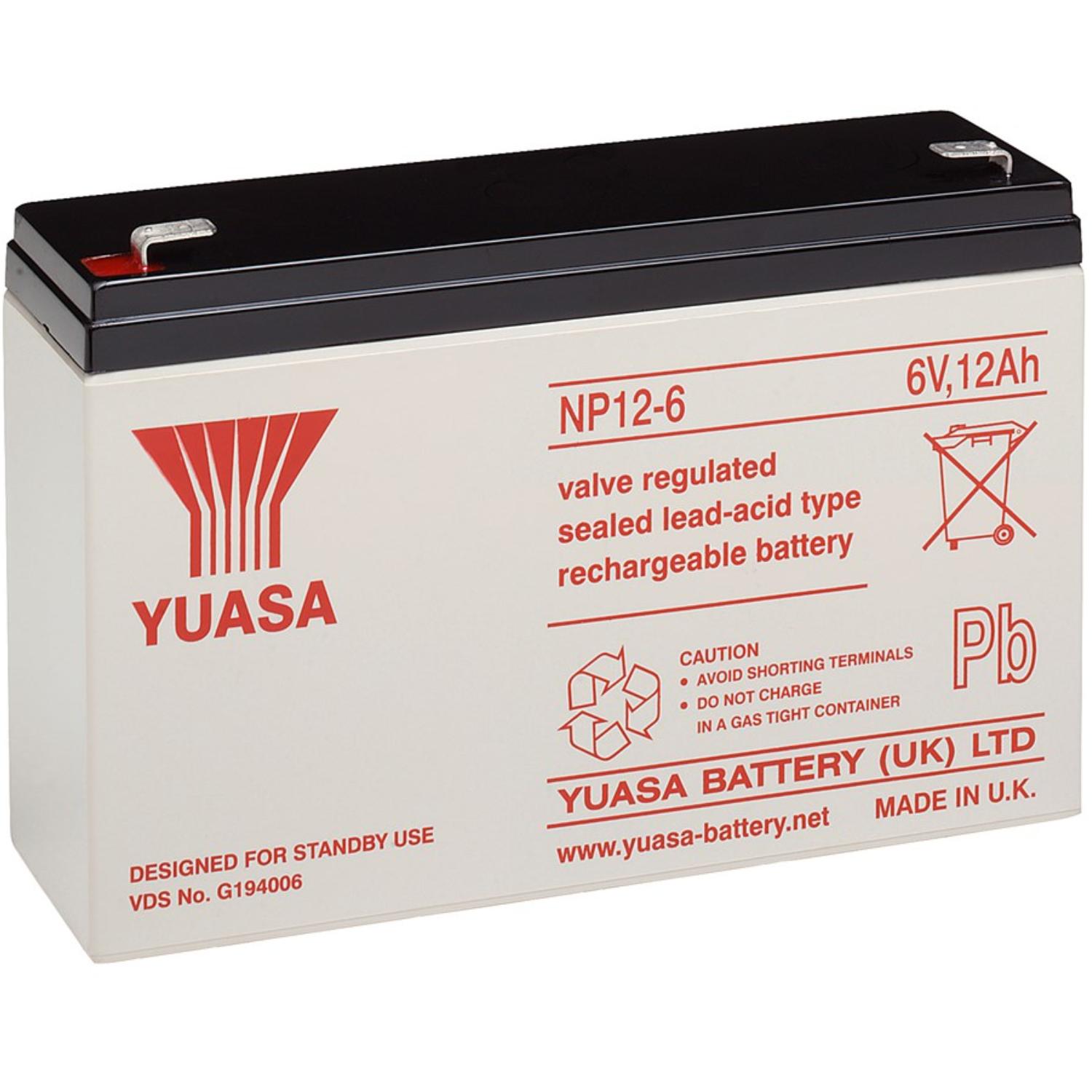 Image of Lead acid battery (Yuasa) Yuasa: NP12-6 (Faston 250 - 6,3mm) - Goobay