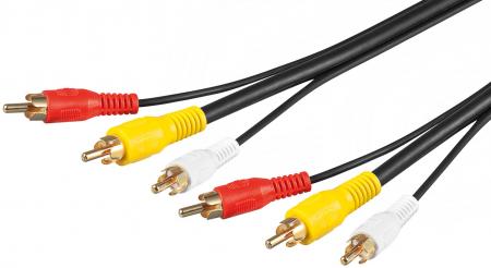 Image of Audio video cable 10,0 m 3 x RCA plug > 3 x RCA plug - Goobay