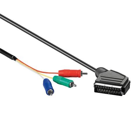 Image of SCART / Component cinch TV, receiver Aansluitkabel [1x SCART-stekker - 3x Cinch-stekker] 3 m Zwart Goobay