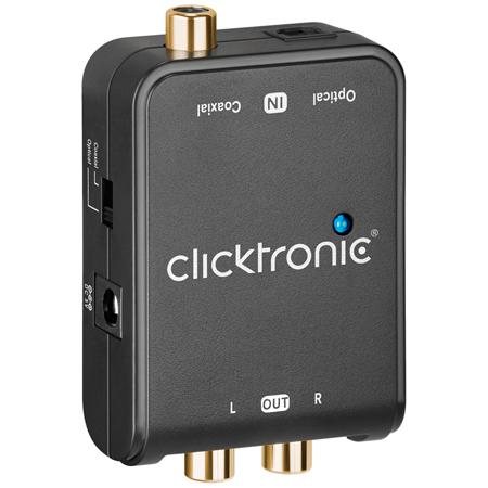 Image of clicktronic Audio Converter Toslink, Digitale cinch, Cinch [1x Toslink-bus (ODT), Cinch-koppeling - 2x Cinch-koppeling] Zwart