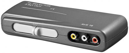 Image of Audio video switch box 3 inputs - 1 output - Goobay
