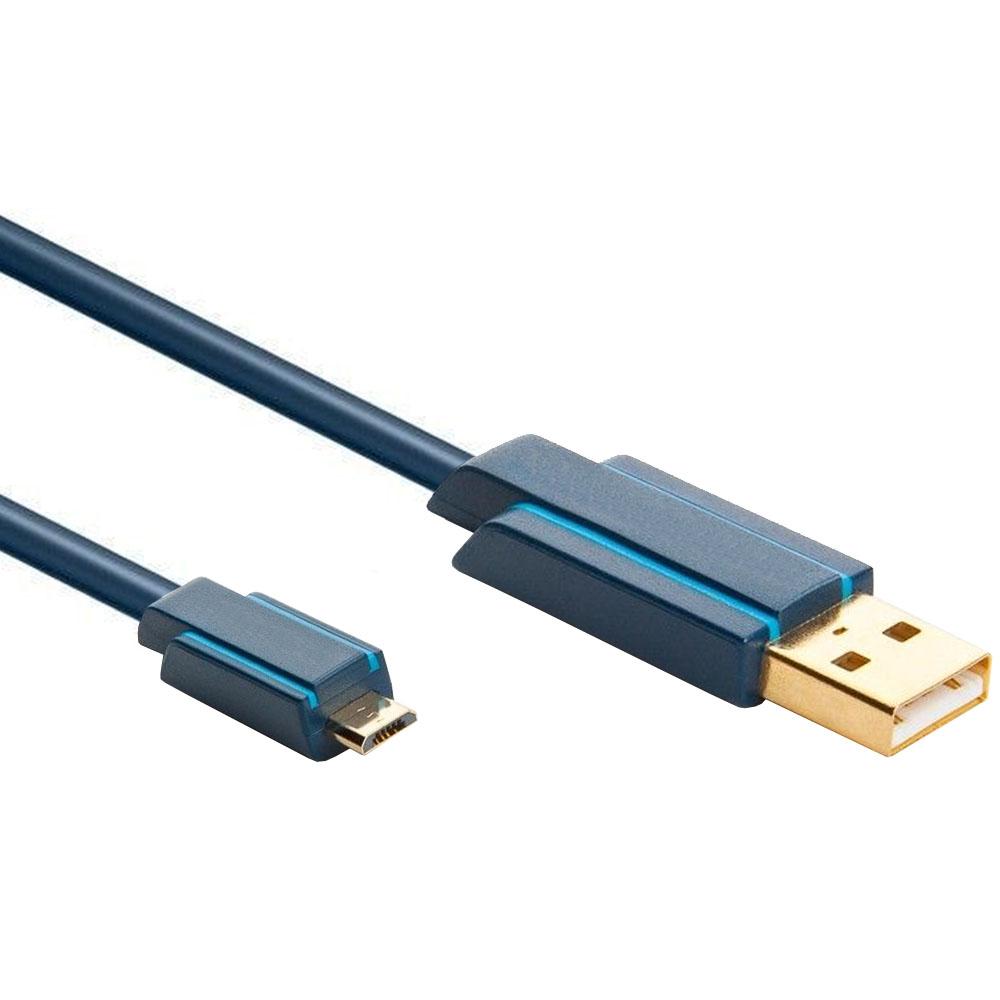 Image of clicktronic USB 2.0 Aansluitkabel [1x USB 2.0 stekker A - 1x USB 2.0 stekker micro-B] 1 m Blauw Vergulde steekcontacten
