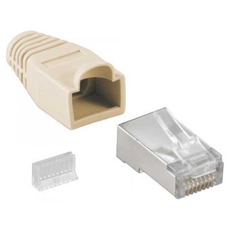 Image of Modular plug RJ45 shielded With strain relief boot - Goobay