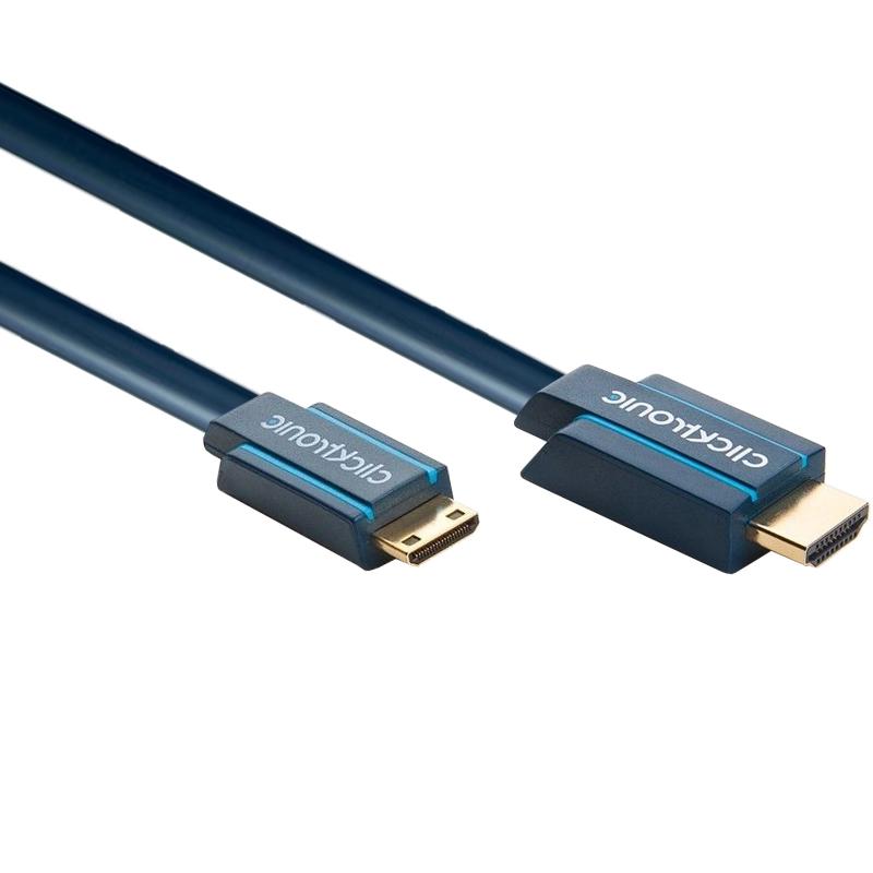 Image of clicktronic HDMI Aansluitkabel [1x HDMI-stekker - 1x HDMI-stekker C mini] 1 m Blauw