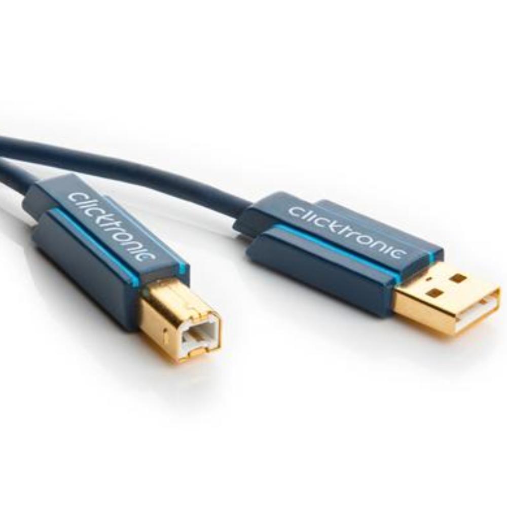 Image of clicktronic USB 2.0 Aansluitkabel [1x USB 2.0 stekker A - 1x USB 2.0 stekker B] 1.80 m Blauw Vergulde steekcontacten