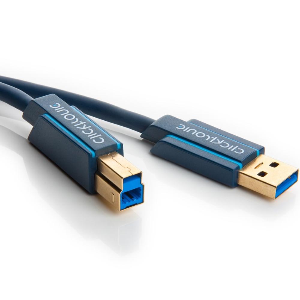 Image of clicktronic USB 3.0 Aansluitkabel [1x USB 3.0 stekker A - 1x USB 3.0 stekker B] 0.50 m Blauw Vergulde steekcontacten
