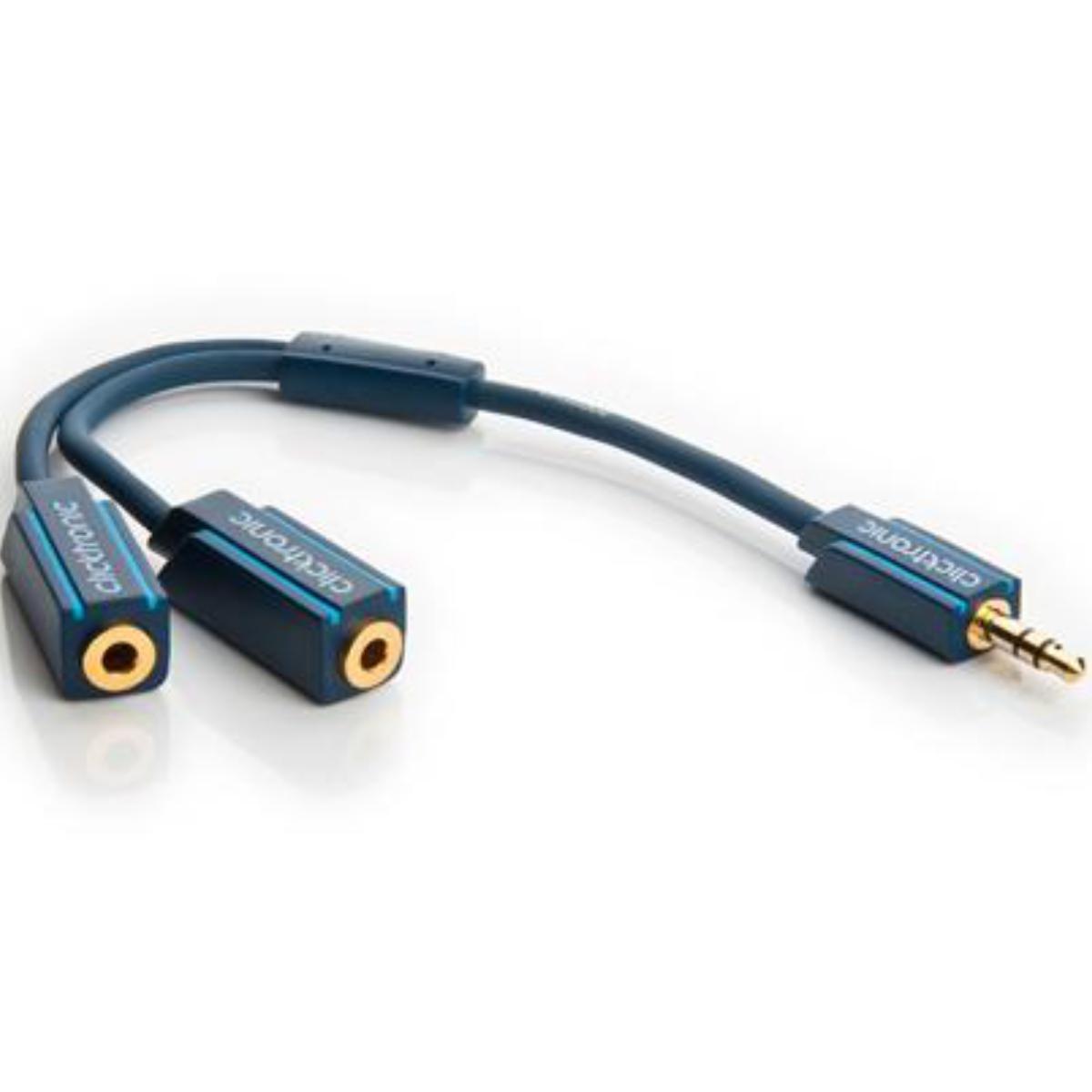 Image of clicktronic Jackplug Audio Y-adapter [1x Jackplug male 3.5 mm - 2x Jackplug female 3.5 mm] Blauw