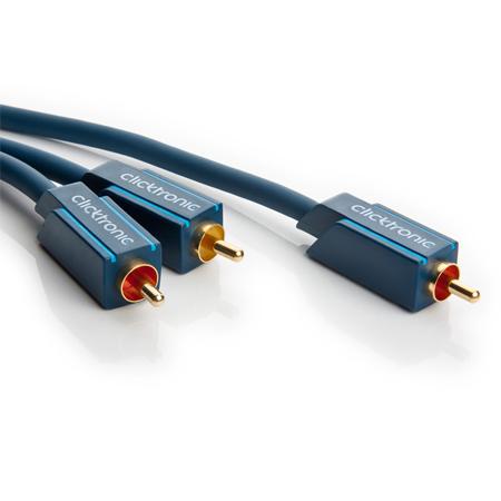 Image of clicktronic Cinch Audio Y-kabel [1x Cinch-stekker - 2x Cinch-stekker] 15 m Blauw Vergulde steekcontacten
