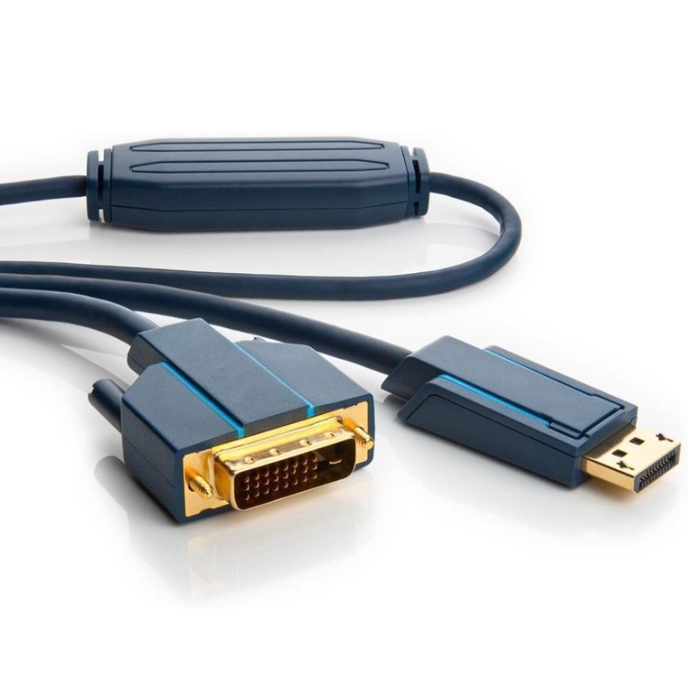 Image of clicktronic DisplayPort / DVI Aansluitkabel [1x DisplayPort stekker - 1x DVI-stekker 24+1-polig] 20 m Blauw