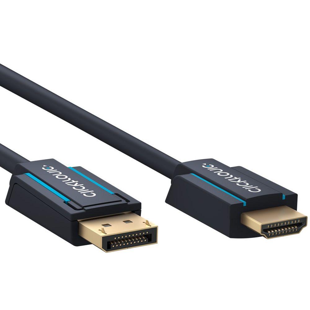 Image of clicktronic DisplayPort / HDMI Aansluitkabel [1x DisplayPort stekker - 1x HDMI-stekker] 10 m Blauw