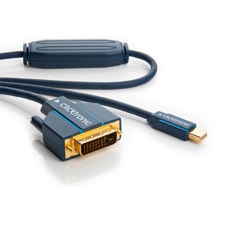 Image of clicktronic DisplayPort / DVI Aansluitkabel [1x Mini-DisplayPort stekker - 1x DVI-stekker 24+1-polig] 3 m Blauw