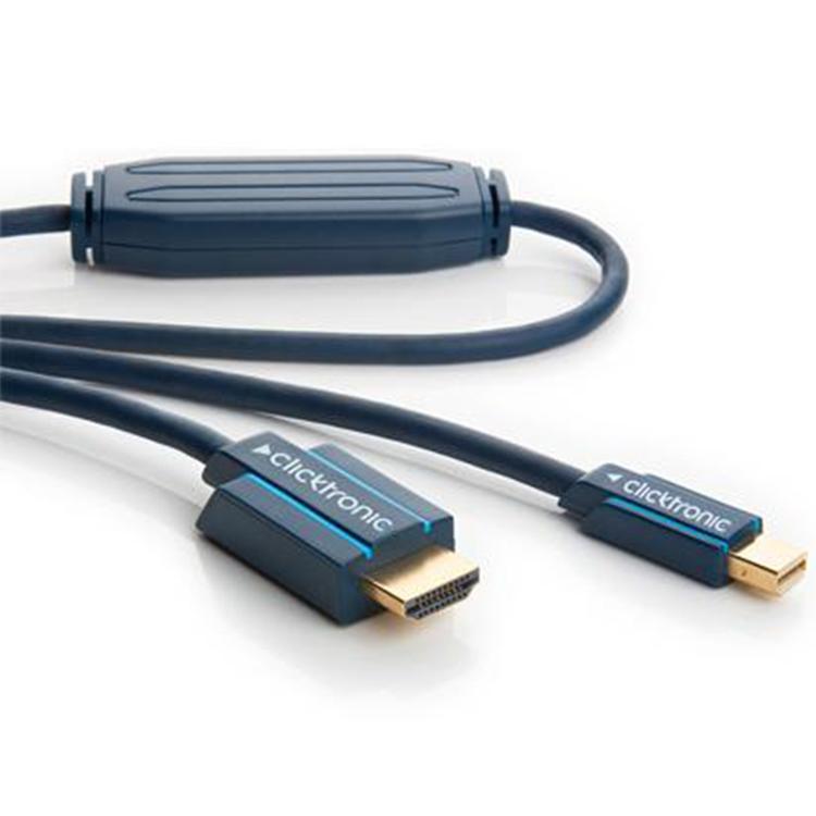 Image of clicktronic DisplayPort / HDMI Aansluitkabel [1x Mini-DisplayPort stekker - 1x HDMI-stekker] 3 m Blauw