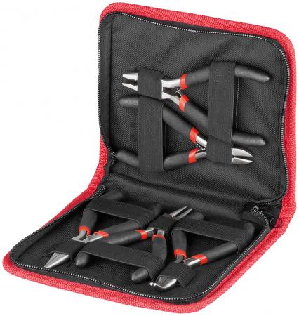 Image of Plier-set 5 pcs. with insulated grip for electricians and electronic t