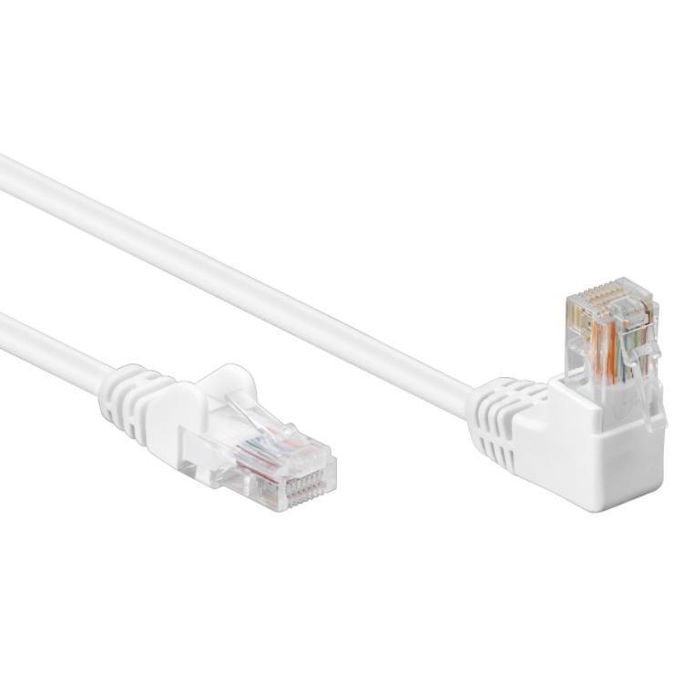 Image of CAT 5e Network cable, 90? angled, U/UTP 1x 90? RJ45 plug (clip up-angl