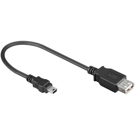 Image of Goobay USB 2.0 Verlengkabel [1x USB 2.0 stekker mini-B - 1x USB 2.0 bus A] 0.20 m Zwart
