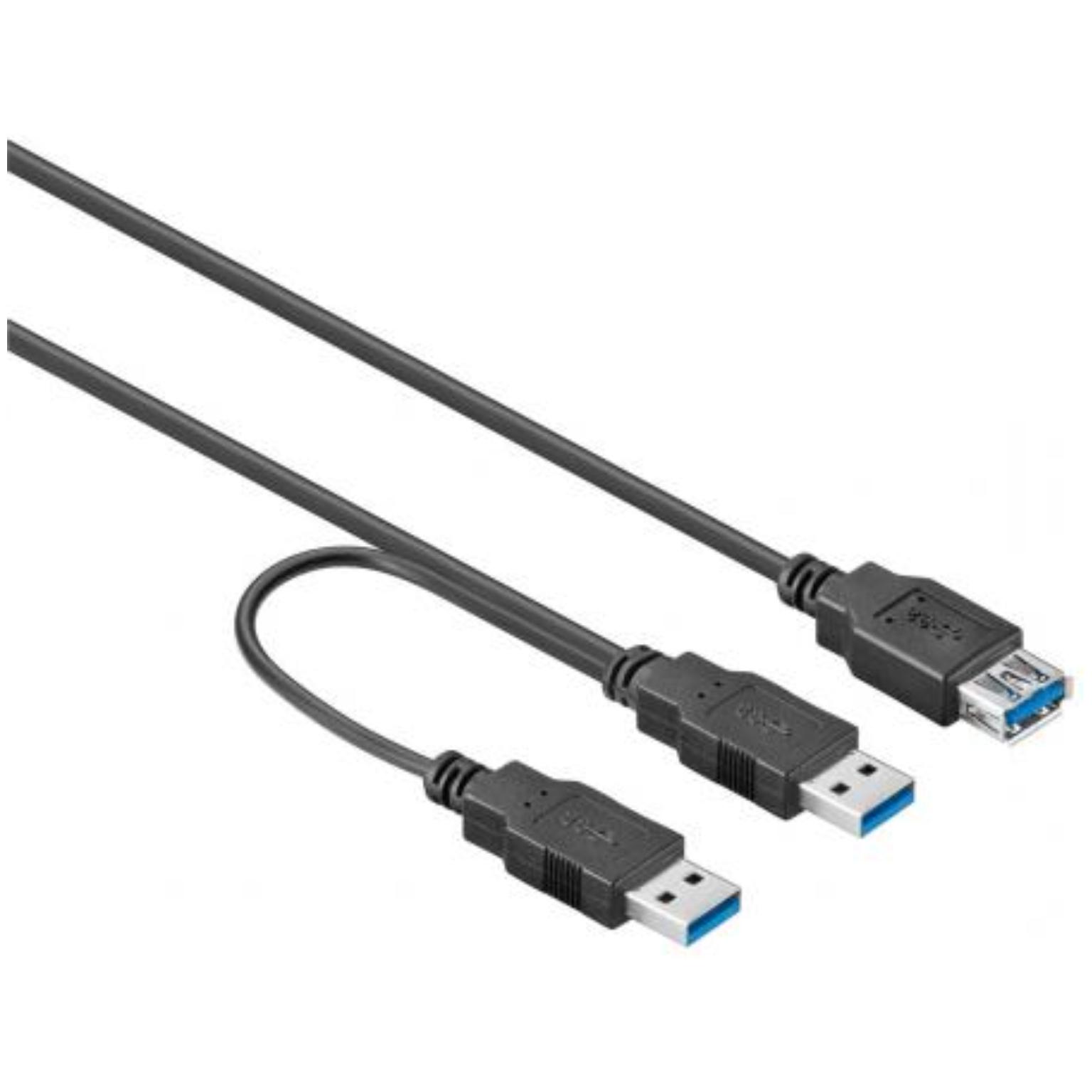 Image of Goobay USB 3.0 Verlengkabel [2x USB 3.0 stekker A - 1x USB 3.0 bus A] 0.30 m Zwart