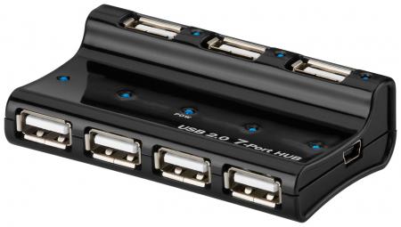 Image of USB 2.0 Hi Speed HUB 7 Port USB 2.0 HUB incl. power supplyl - Goobay